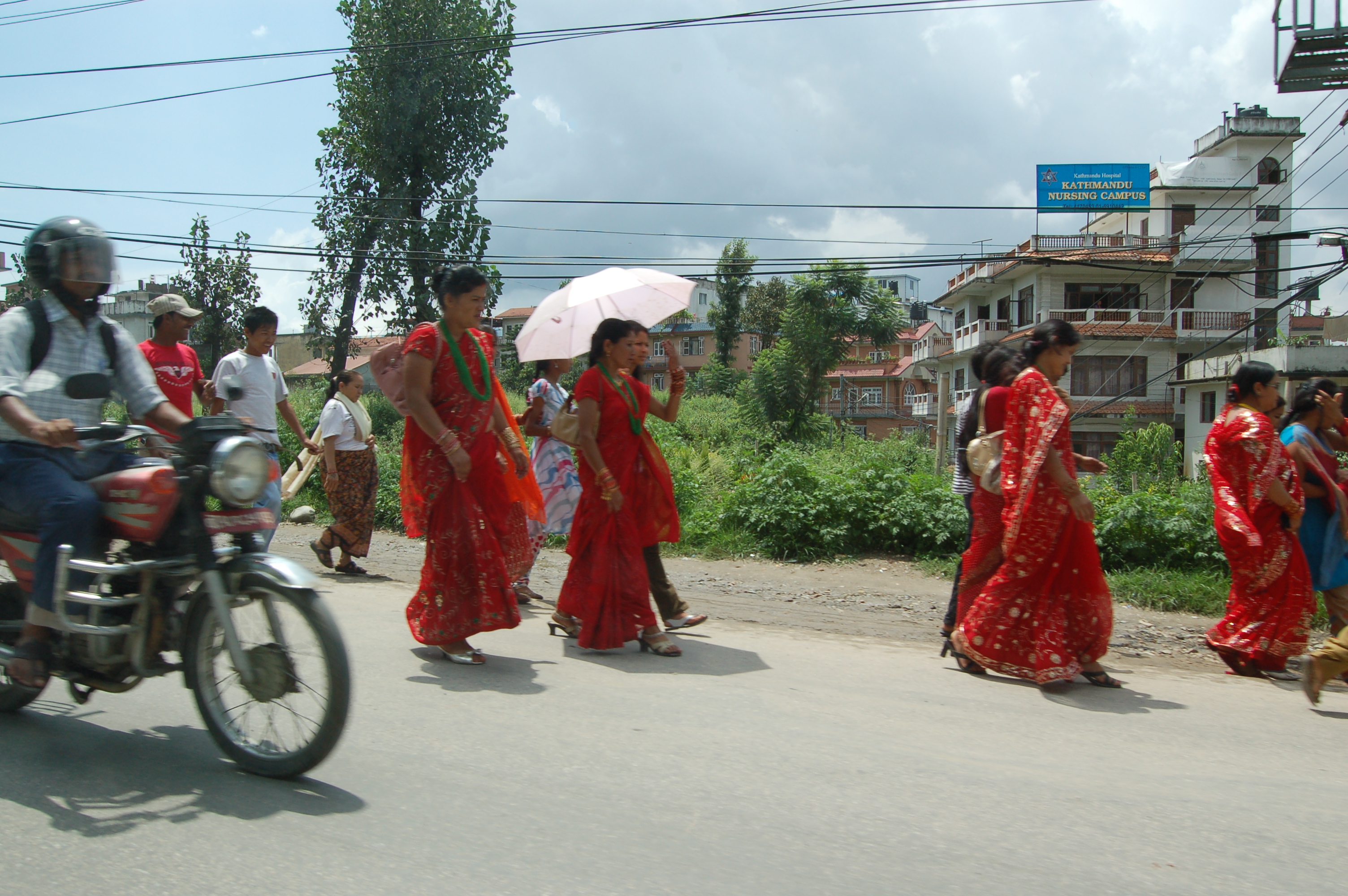 Walking to the Women's Festival, Kathmandu, Nepal