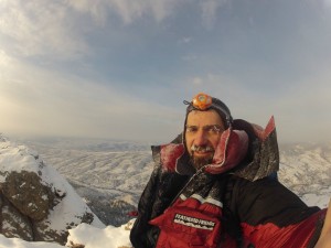 Jim on a sunrise training hike at minus 19 F.