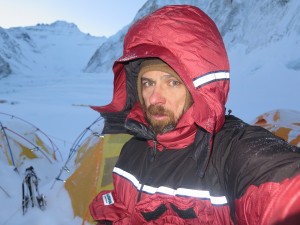 Jim Davidson at Camp1 on Everest (19,900 feet) the morning after the April 25 earthquake.